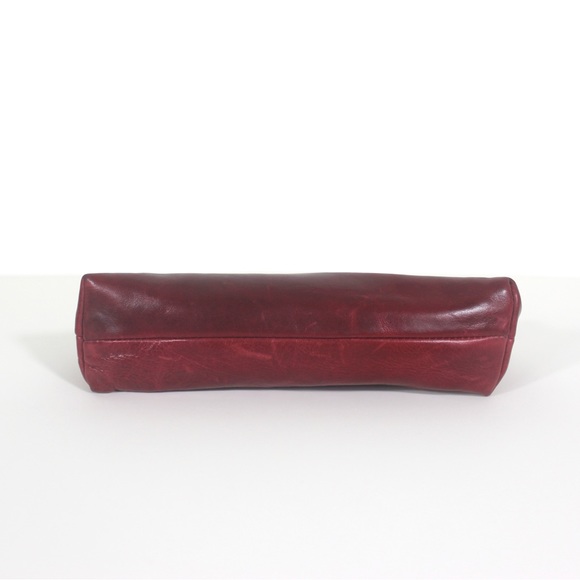 Red Leather RUDSAK Baina Cosmetic Pouch Small Bag Clutch Distressed Pencil Case - Picture 5 of 8